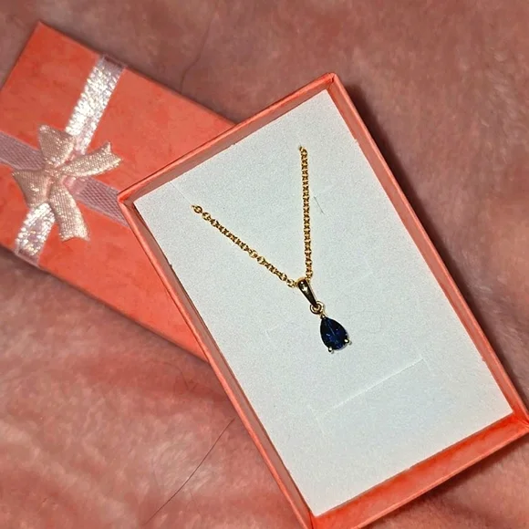 NWT - Deep Blue London Topaz on Gold Chain - Picture 5 of 10